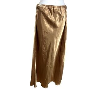 Elegant Gold Maxi Skirt Elastic Waist Size Small Silky Sexy Nicole Miller Boho